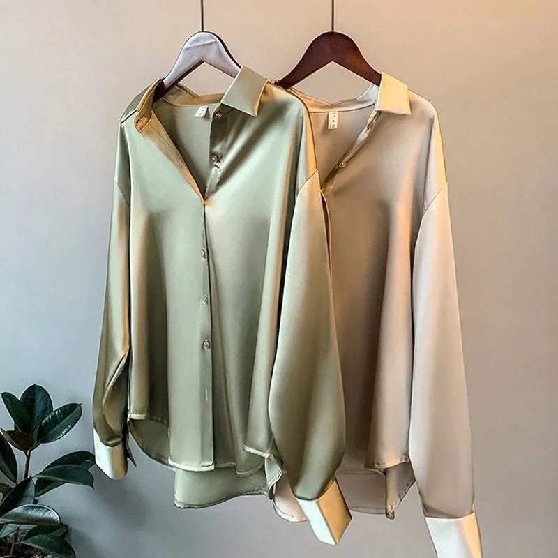 Vardi Dante Myra Zijden Blouse – Luxe Klassieke Damesblouse met Lange Mouwen