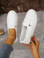 Casual dames veterschoenen – platte sneakers met ronde neus en comfortabele zool