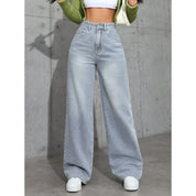 Statement wide leg jeans dames – high waist spijkerbroek met gewassen look