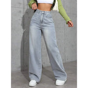 Statement wide leg jeans dames – high waist spijkerbroek met gewassen look