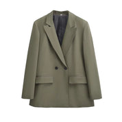 Dames blazer met dubbele knoopsluiting – minimalistisch en gestructureerd