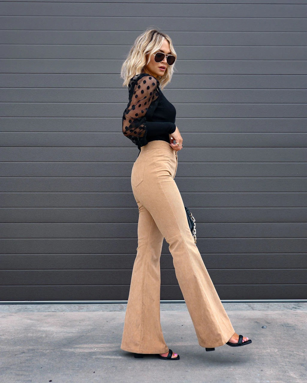 Ella | Dames Curvy Flared Hoge Taille Broek | Elegante Stretch Corduroy