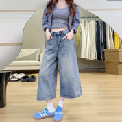 Cropped Wide Jeans Dames | High Waist Wide Leg Denim | Vintage Look
