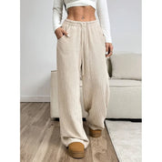 Dames corduroy broek met hoge taille – ontspannen pasvorm en trendy design