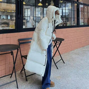 Dames Lange Gewatteerde Puffer Jas – Warme Winterjas met Capuchon, Relaxte Pasvorm & Winddichte Bescherming