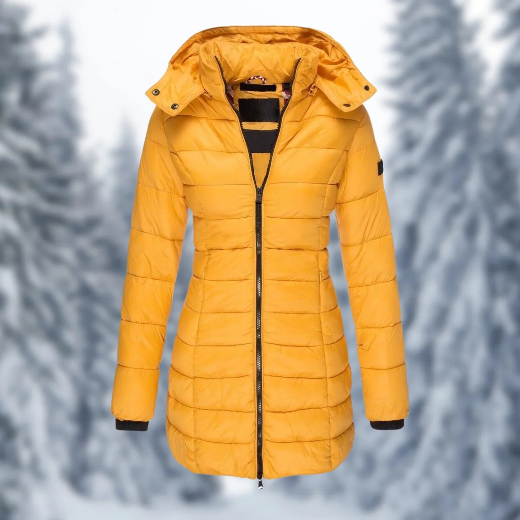 Waterdichte halflange dames winterjas – warme Garin jas met capuchon en zakken