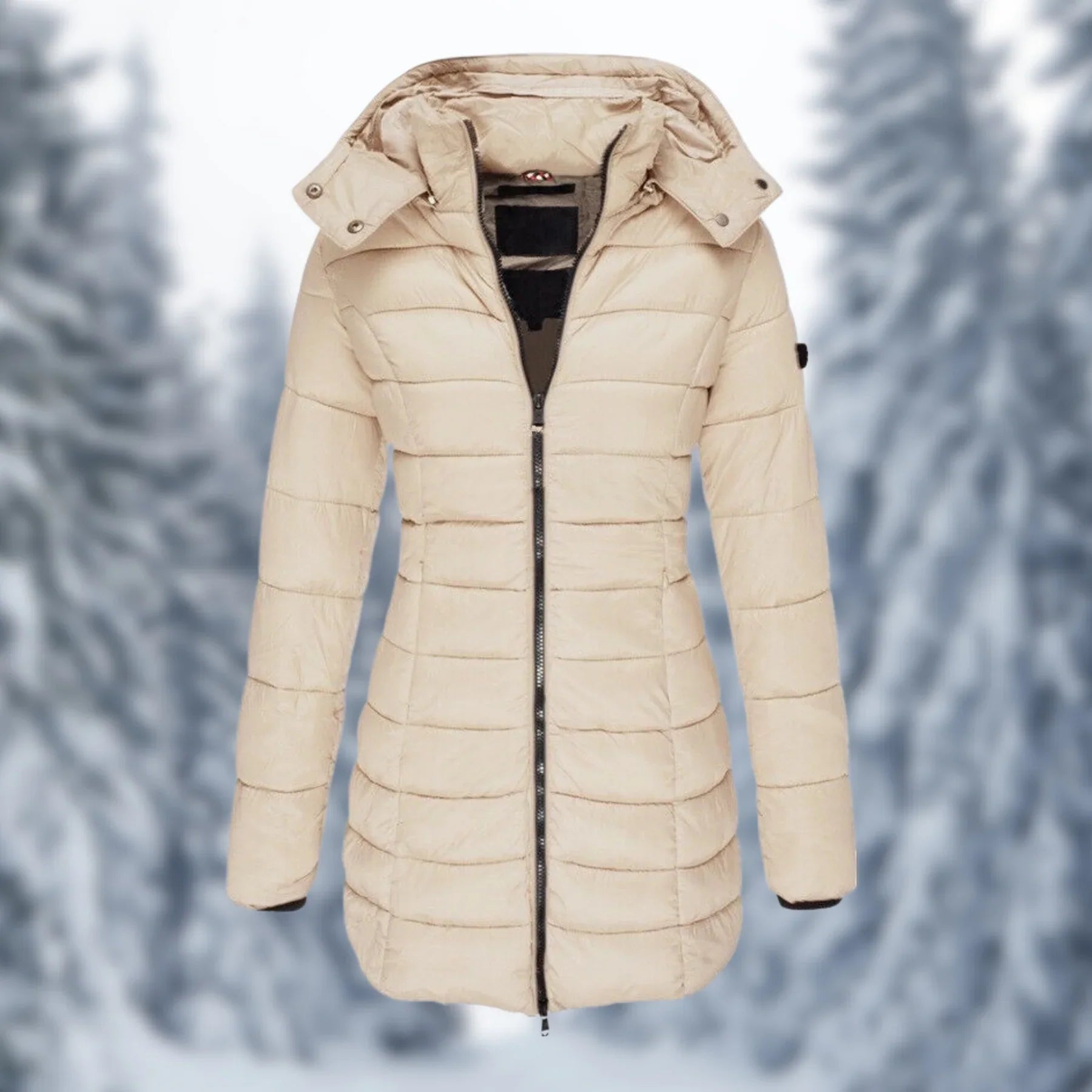 Waterdichte halflange dames winterjas – warme Garin jas met capuchon en zakken