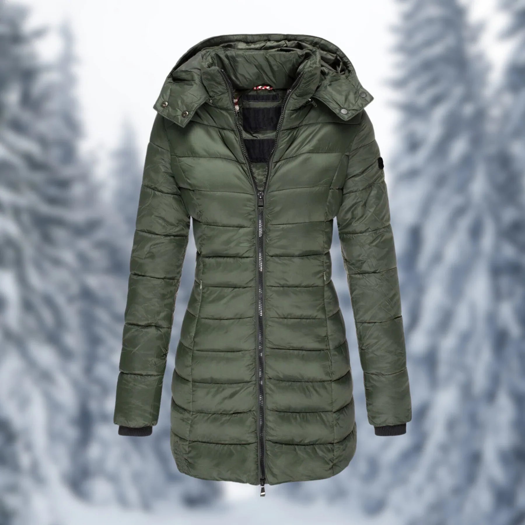 Waterdichte halflange dames winterjas – warme Garin jas met capuchon en zakken