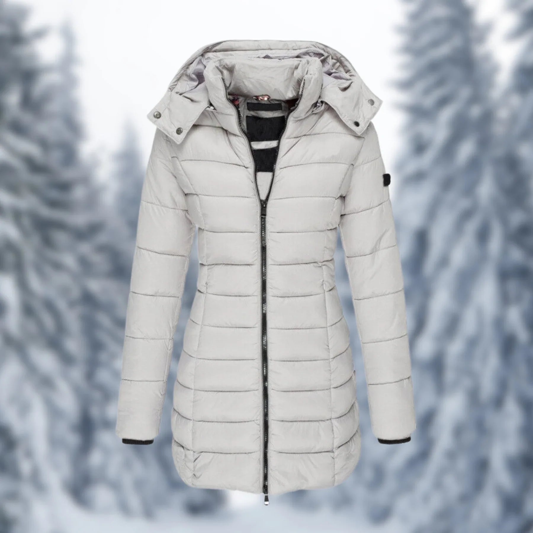 Waterdichte halflange dames winterjas – warme Garin jas met capuchon en zakken
