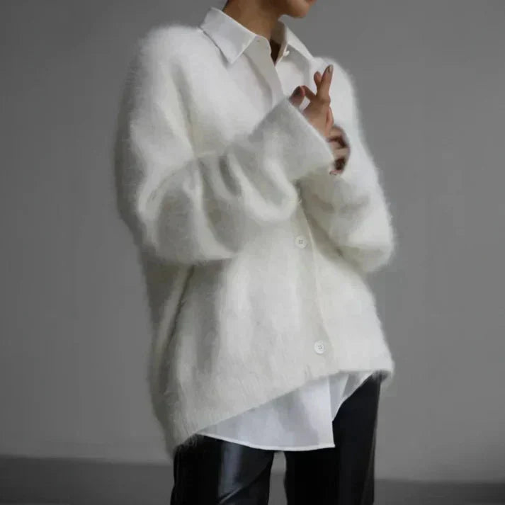 Fluffy Wollen Vest Dames – Zacht Gebreid Vest met Knopen voor Herfst & Winter