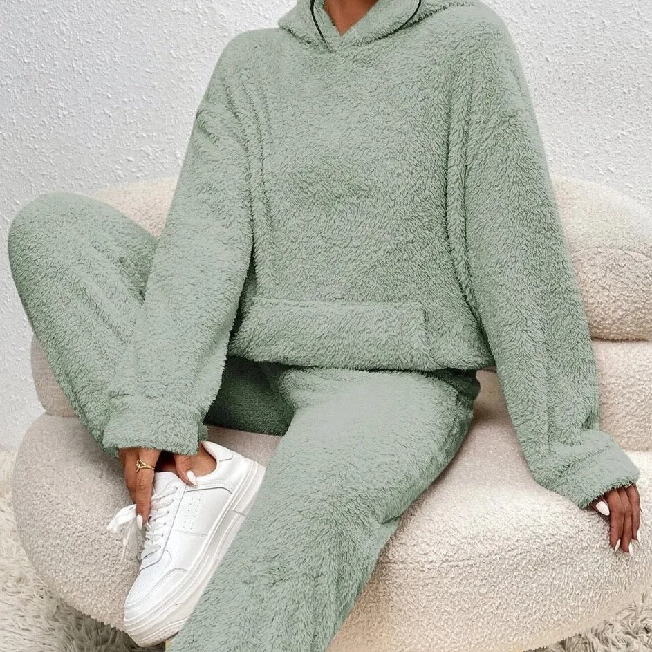 Lana teddy huispak dames – ultra-comfortabele winterset met hoodie