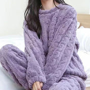 Dames pyjama set – fleece ribstof met oversized pasvorm & wijde broek