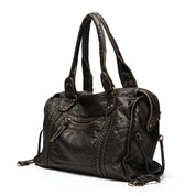 Grote Zwarte Vintage Handtas – Ruime PU-Leren Tas met Schouderband & Opbergvakken