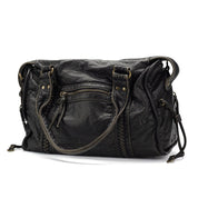 Grote Zwarte Vintage Handtas – Ruime PU-Leren Tas met Schouderband & Opbergvakken