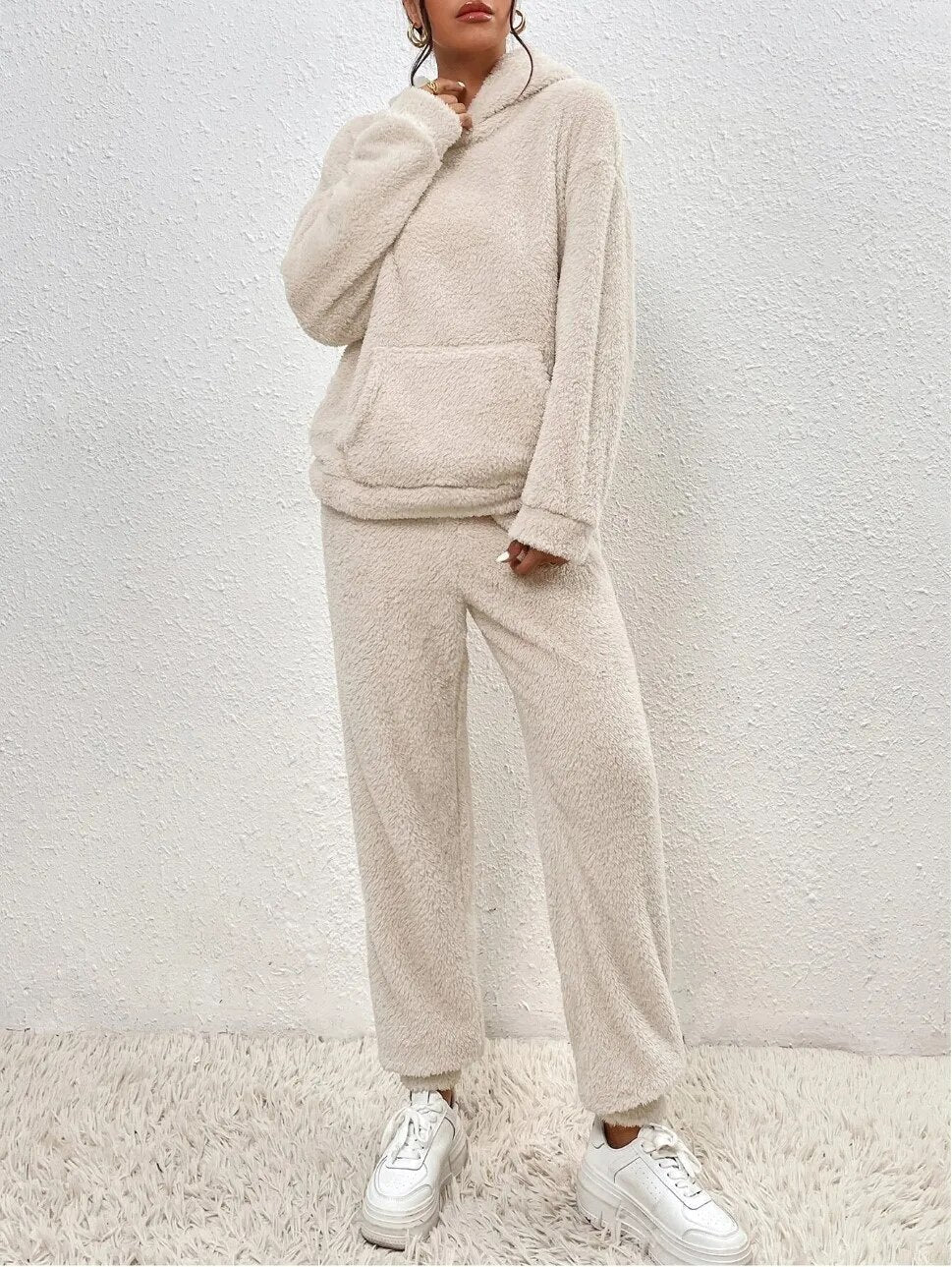 Lana teddy huispak dames – ultra-comfortabele winterset met hoodie