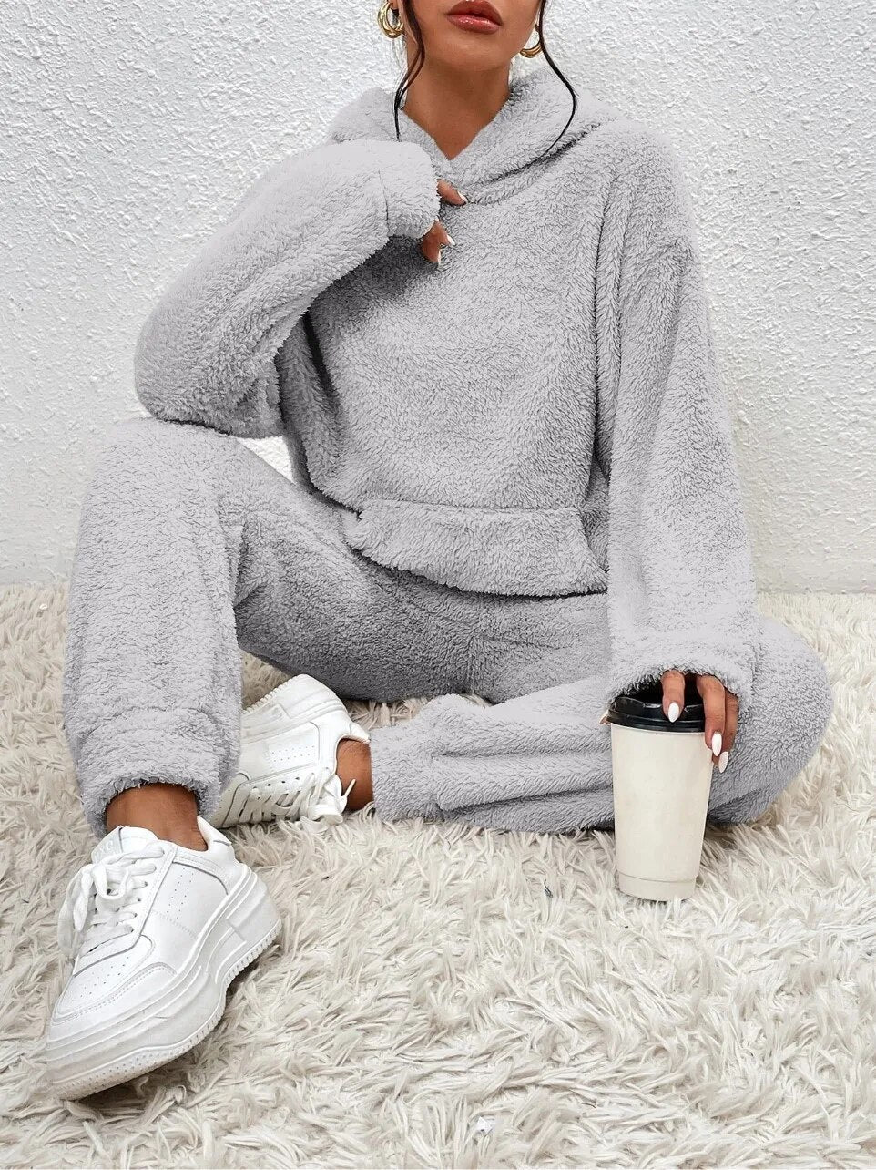 Lana teddy huispak dames – ultra-comfortabele winterset met hoodie