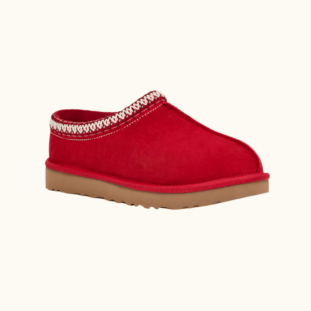 Tasman dames pantoffels – warme suède pantoffels met schapenwollen voering