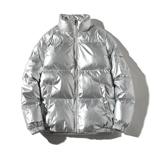 Winddichte metallic puffer winterjas heren – warme en waterafstotende jas voor koude dagen