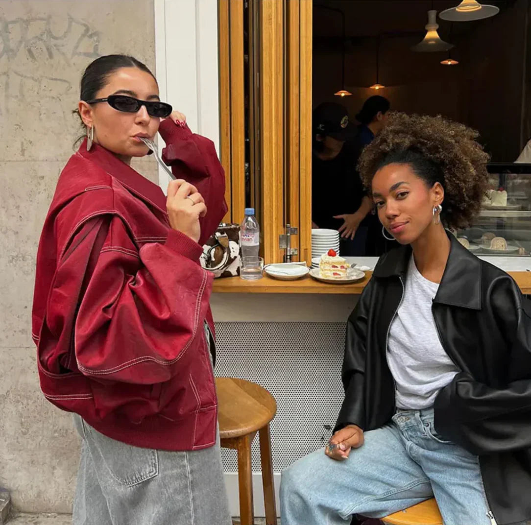Vivien leren jas dames | Oversized leren damesjas | Trendy zacht leer in modieuze kleuren