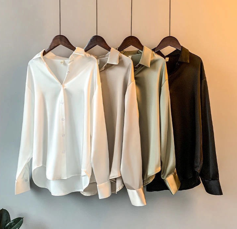 Vardi Dante Myra Zijden Blouse – Luxe Klassieke Damesblouse met Lange Mouwen