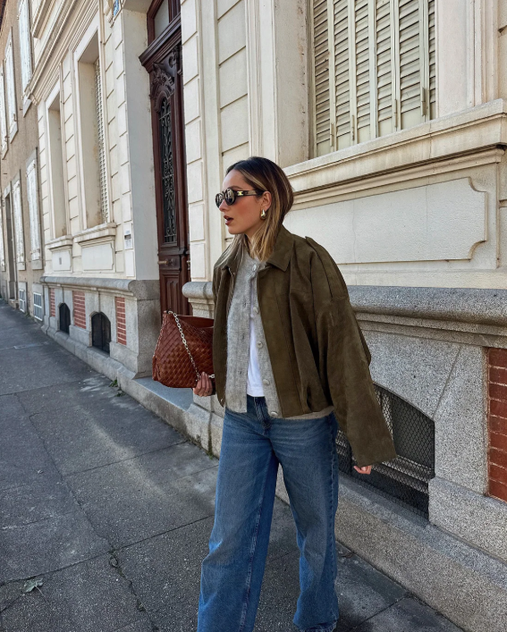 Dames suède jas – oversized leren jas met zachte voering en moderne city-look