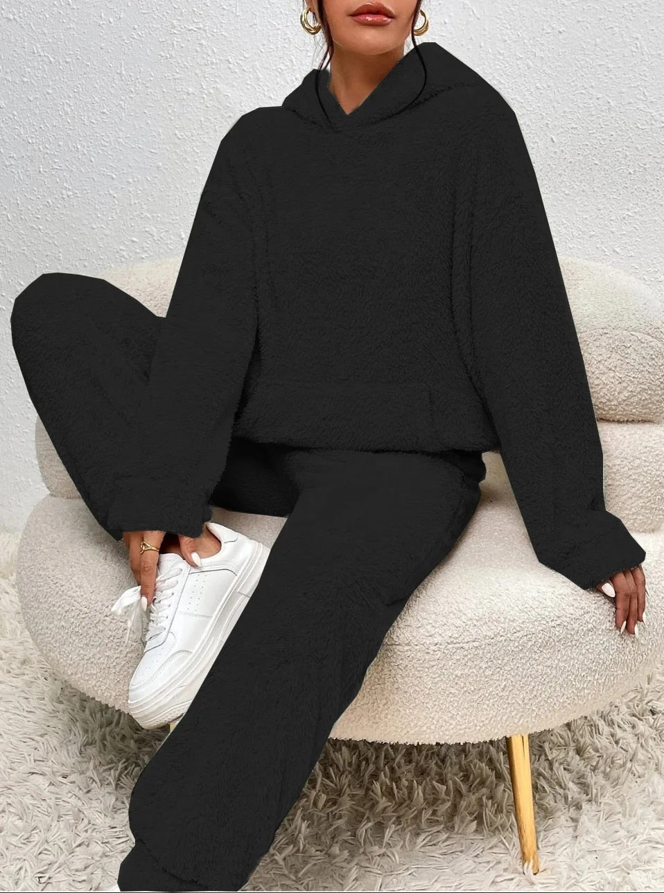 Lana teddy huispak dames – ultra-comfortabele winterset met hoodie