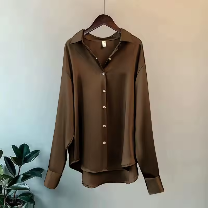Zijden blouse dames – elegante lange mouwen blouse van zachte zijde