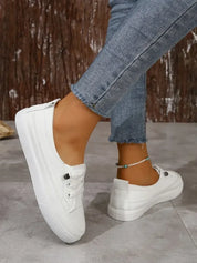 Casual dames veterschoenen – platte sneakers met ronde neus en comfortabele zool