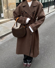 Grace dames winterjas – luxe wol trenchcoat met ceintuur en double-breasted design