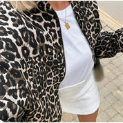 Leo dames bomberjas – trendy luipaardprint jas met ritssluiting en comfortabele pasvorm