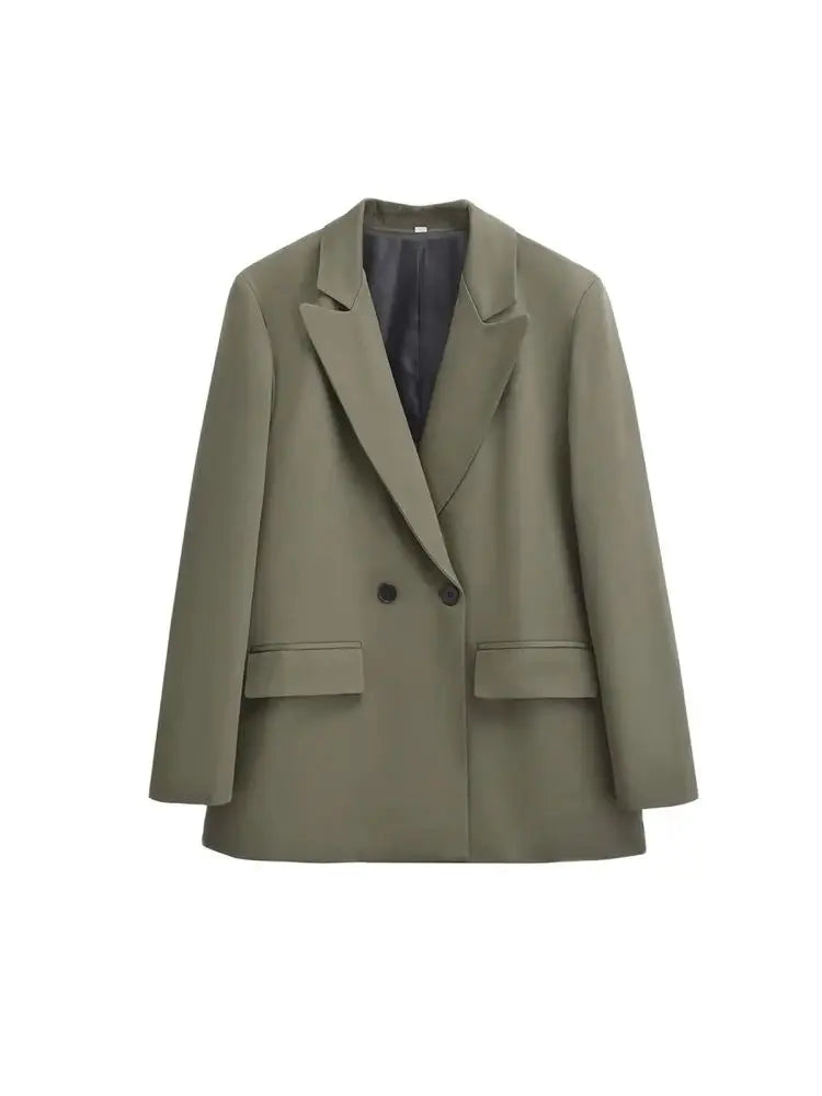 Dames blazer met dubbele knoopsluiting – minimalistisch en gestructureerd