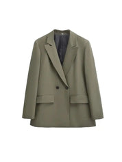 Dames blazer met dubbele knoopsluiting – minimalistisch en gestructureerd