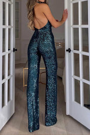 Clarissant | Feestelijke Glitter Jumpsuit | Halterhals & Flatterend Silhouet