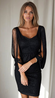 Seraphina Glamour kerstjurk – luxe paillettenjurk met franjes en elegante pasvorm