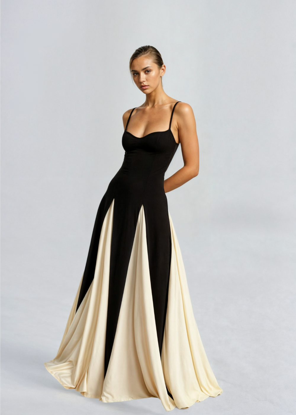 Elegante maxi jurk dames – lange avondjurk met soepele pasvorm
