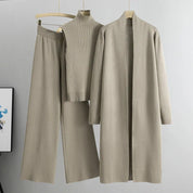 Roxy 3-delige co-ord set dames – gebreide cardigan, coltrui & wijde broek
