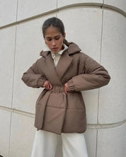Senna pufferjack dames met ceintuur – warm & stijlvol winterjack