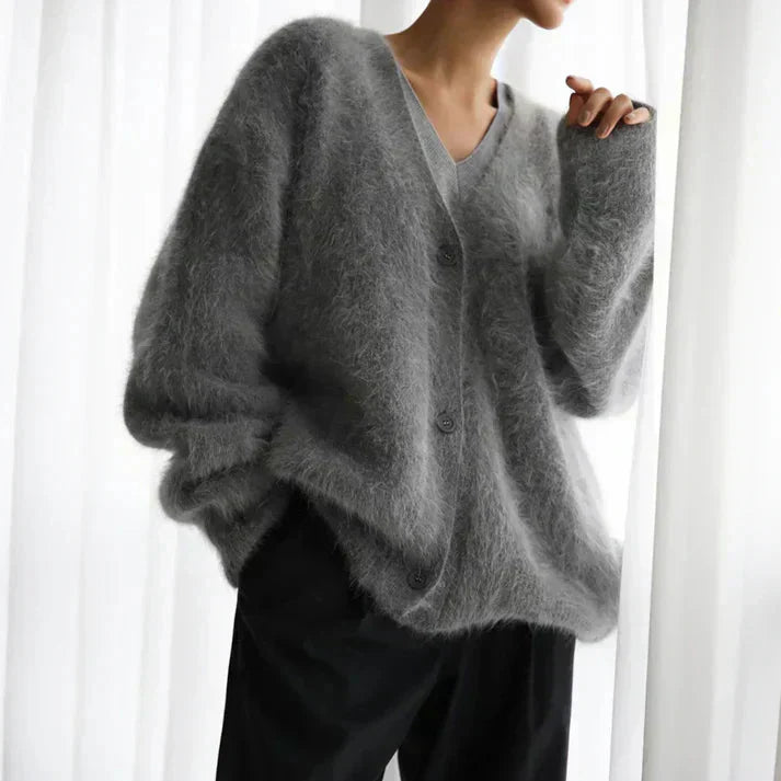 Fluffy Wollen Vest Dames – Zacht Gebreid Vest met Knopen voor Herfst & Winter