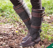 Waterdichte outdoor laarzen dames – leren laarzen met hoge schacht en gespen