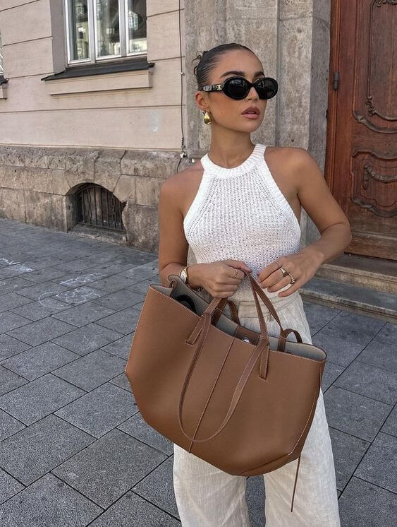 Dames Vintage Tote Bag – Luxe Leren Schoudertas met Ruim Interieur