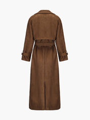Paris luxe faux suède trenchcoat – oversized & elegant met ceintuur