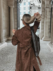 Paris luxe faux suède trenchcoat – oversized & elegant met ceintuur