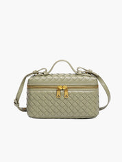 Gevlochten Crossbodytas – Compacte Tas met Luxe Uitstraling en Gouden Accenten