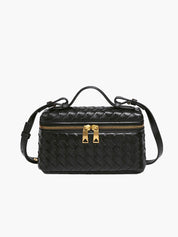 Gevlochten Crossbodytas – Compacte Tas met Luxe Uitstraling en Gouden Accenten
