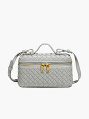 Gevlochten Crossbodytas – Compacte Tas met Luxe Uitstraling en Gouden Accenten