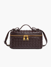 Gevlochten Crossbodytas – Compacte Tas met Luxe Uitstraling en Gouden Accenten