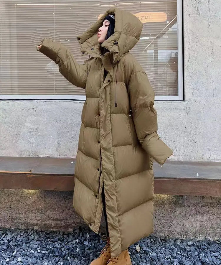 Lange gewatteerde puffer jas dames – warme winterjas met capuchon