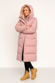 Lange gewatteerde puffer jas dames – warme winterjas met capuchon