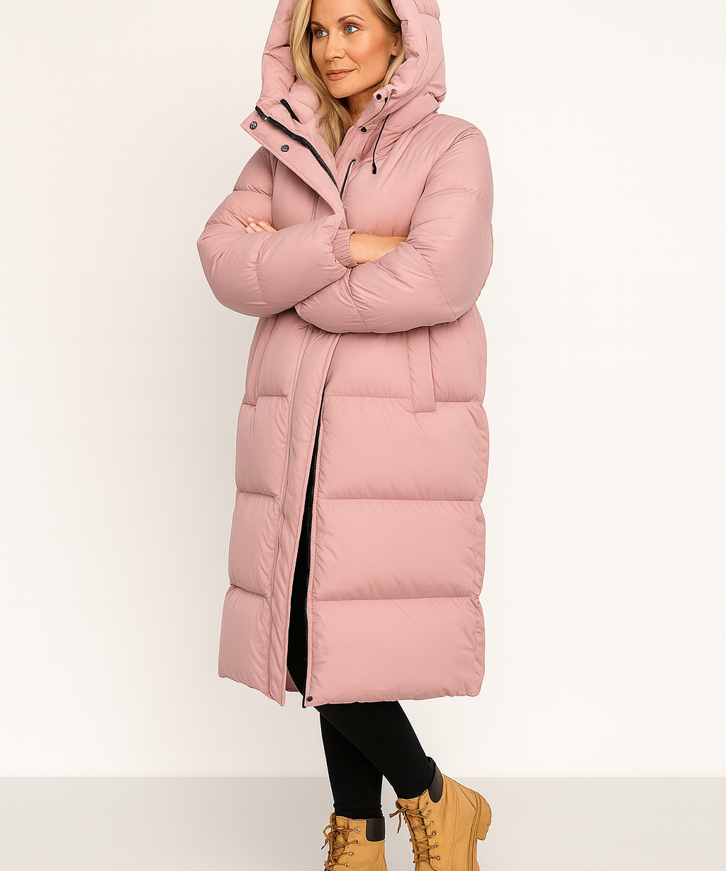 Lange gewatteerde puffer jas dames – warme winterjas met capuchon