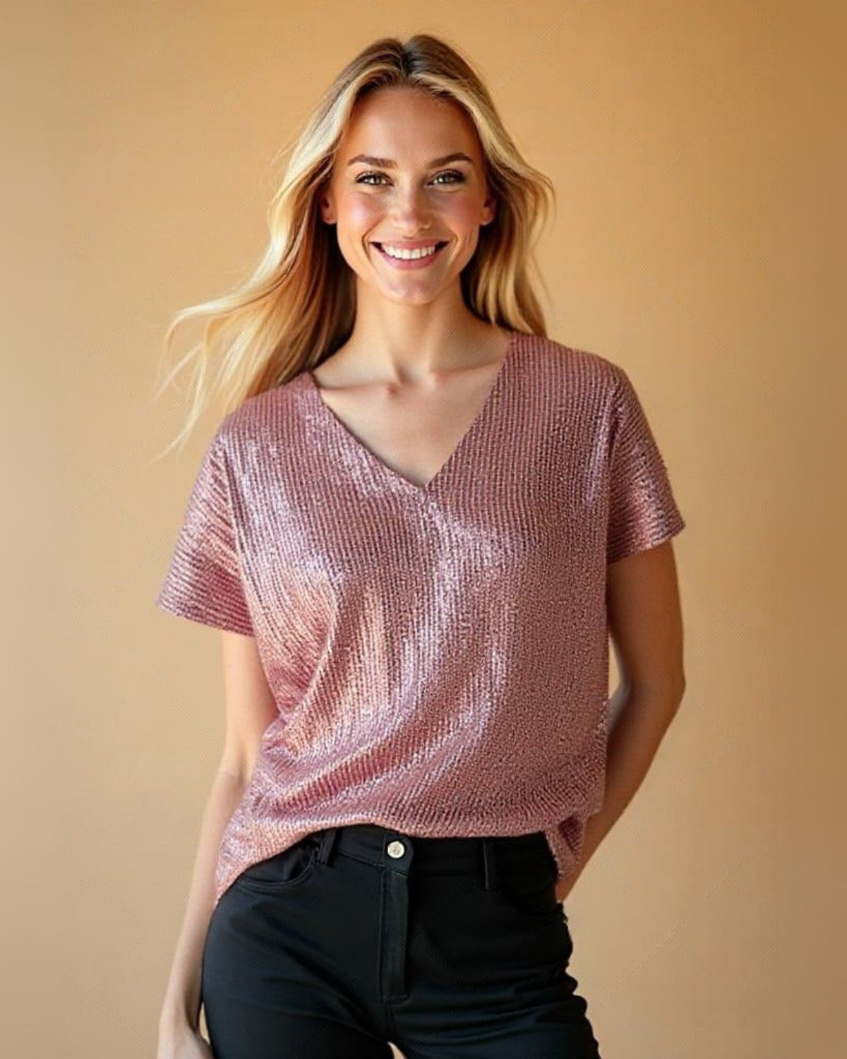 Pailletten T-shirt Dames – Stijlvol Glinsterend Shirt voor Feestelijke Gelegenheden